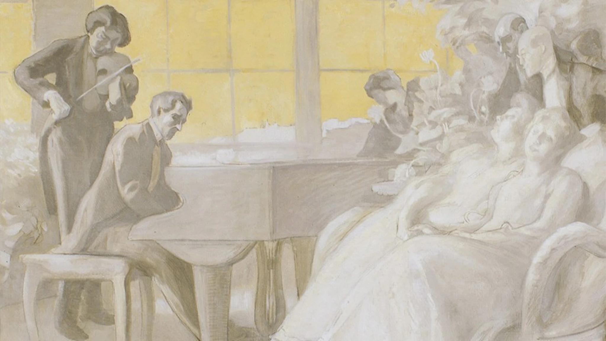 Musikern, målning av konstnären Georg Pauli, föreställande Stenhammar på Waldemarsudde 1905.